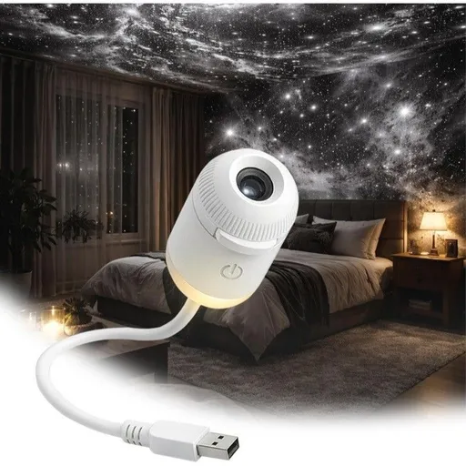Portable USB Galaxy Night Light Projector with 10 Projection Films - Touch-Controlled Rotating Starry Sky Lamp for Bedroom, Nursery and Car
