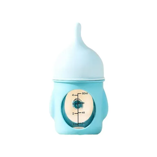 Silicone Pet Milk Feeding Bottle with Scale for Small Puppies and Kittens 20ml 80ml - 80ml-Blue