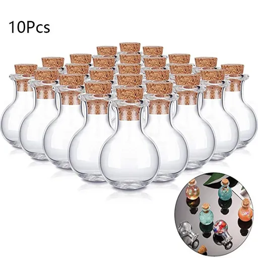 10 Pieces Mini Glass Bottles Clear Drifting Bottles Small Wishing Bottles with Cork Stoppers for Wedding Birthday Party