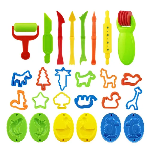 26 Pieces Play Dough Tools Playdough Accessories Set Various Plastic Molds Rollers Cutters Educational Gift for Children