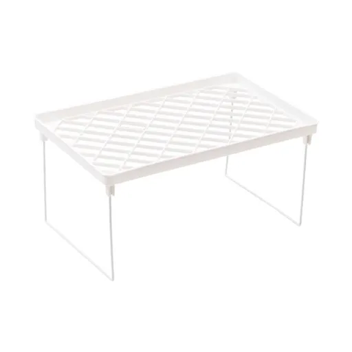 Dormitory Storage Shelf Strong PP Metal Foldable Design Simple Style Desktop Display Shelf for Home Dormitory Office White L
