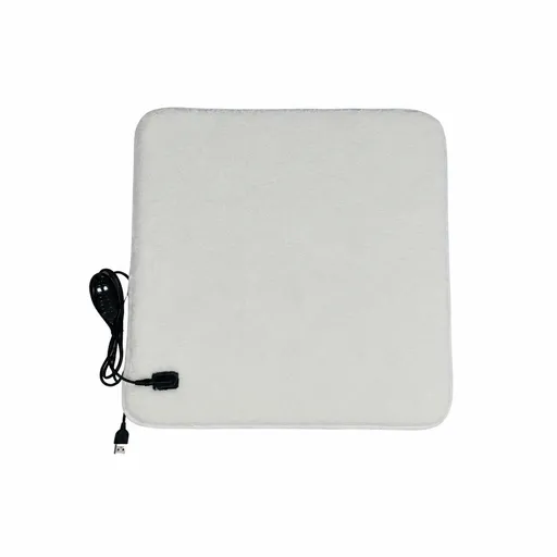 USB-Powered Faux Rabbit Fur Heating Pad for Office, Car, and Outdoor Use – Soft, Portable, and Adjustable Temperature with Timer (White)