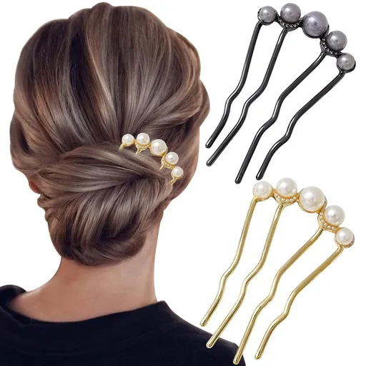 Pearl U-shaped Hair Clips 2 Pack Metal Hair Accessories Professional Hair Pins Bridal Party Festival Daily Use