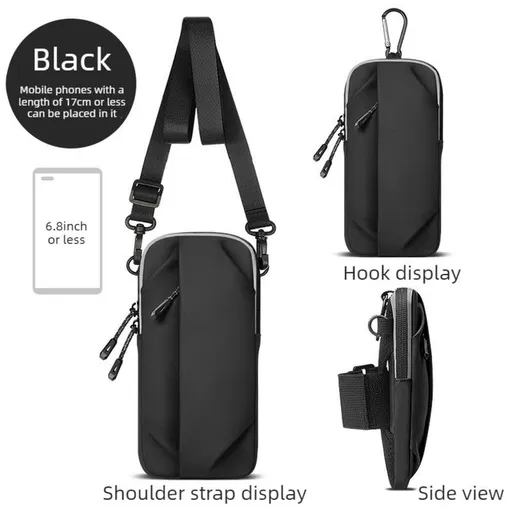 Multifunctional Sports Phone Arm Bag, Dual-Use Crossbody Pouch for Running, Fitness, and Cycling—Black