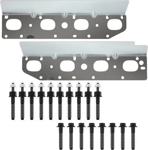 Exhaust Manifold Gasket Set with Bolts and Studs Exhaust Manifold Hardware Gasket Kit Compatible with Ram 5.7l with Bolt Studsv8 2009-2020 1500 2500 3500 Engines(Complete Left + Right)