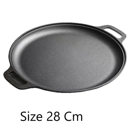 Thick Uncoated Cast Iron Flat Griddle With Twin Handles, Solid Iron Pan for Pancakes, Pork Chops & Outdoor Grilling, 28cm Griddle, Multi-Stove Compatible Cookware, Christmas & Halloween Gift for Home Cooks