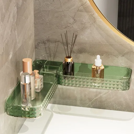 Acrylic Storage Shelf No Drilling Corner Straight Dual Use Draining Shelf Organizer For Bathroom Kitchen Countertop Wall
