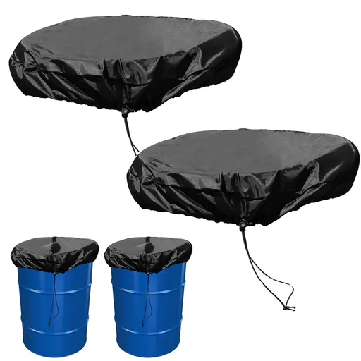 2 PACK Stretchable Adjustable Drum Cover with Drawstring, Water Storage Barrel Cover for Barrel Universal Rain Barrel