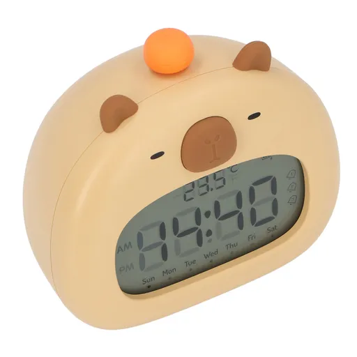 Capybara Alarm Clock with Night Light Snooze Countdown Multiple Ringtones Rechargeable 800mAh Tabletop Alarm Clock for Kids