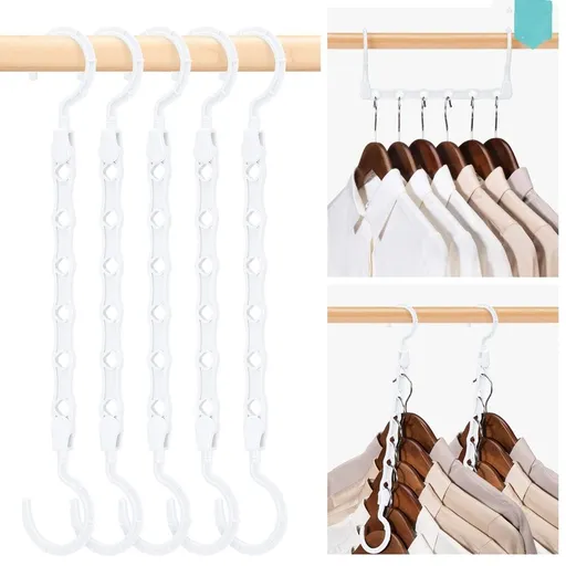Space Saving Plastic Hangers, 10 Pack, White, Multi-Use Closet Organizers, Ideal for College Dorms and Small Apartments