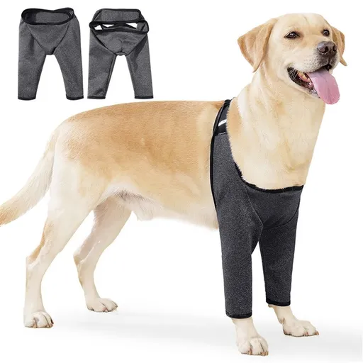 Dog Recovery Suit for Front Legs, Dog Recovery Sleeves After Surgery with Elastic Band, Soft Protective Elbow Braces for Medium Large Dogs, Cone Collar Alternative to Stop Licking Leg Wounds,gray,XL