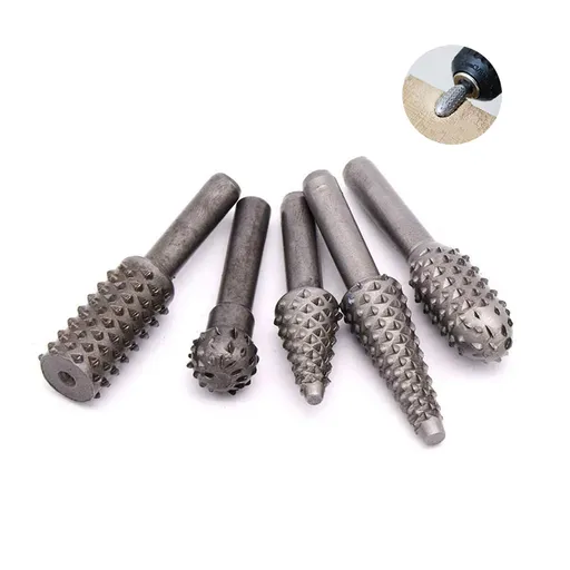 5 PCS Rotary Drill Bit Set Woodworking Wood Carving Bits 1/4” Shank Power Carving Bits Rotary Burr Set