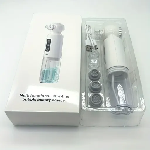 Multi-Function Bubble Beauty Device Visual Dual Chamber Dirty-Clean Separation 6 Tips Oxygen Cleaning Pore Minimizing Home SPA
