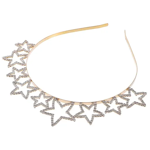 1Pc Rhinestone Hair Hoop with Star Design Golden Alloy for Wedding Birthday Party
