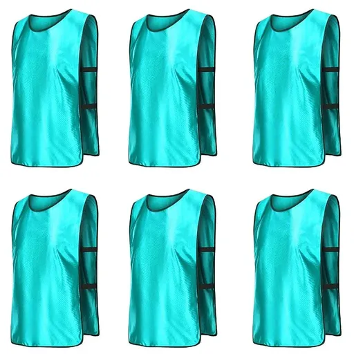 6X Sports Training Bibs Soccer Vests Group Team Bibs Basketball Cricket Football - Lake Blue-S