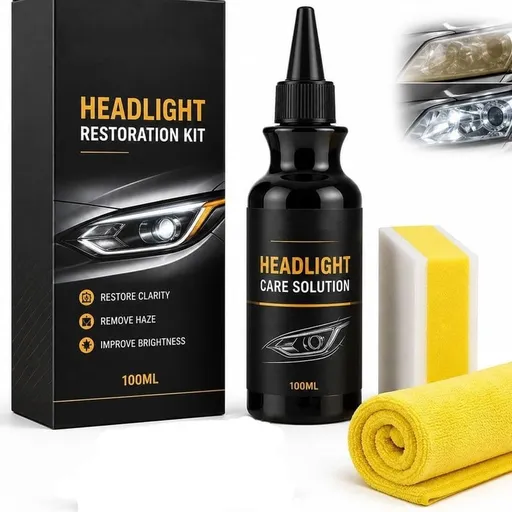 Headlight Care Solution Restoration Kit Car Polishing 100ml Scratch Removal | DIY refurbishment for cloudy, yellowed or lightly scratched lenses, with sponge and cleaning towel Vehicles SUV