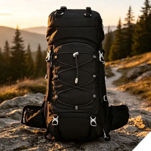 Outdoor Trekking Backpack 60L Adjustable Rucksack with Rain Cover Black