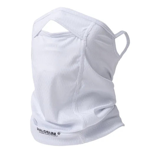 2 Pcs White UV Protection Breathable Cycling Face Mask with Ear Hooks - Summer Ice Silk Neck Gaiter for Men and Women