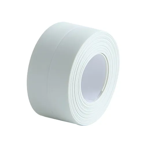 1 Roll PE Self Adhesive Caulk Tape, Mildew Resistant Waterproof Sealing Strip for Baths, Showers, Toilets, Kitchen Benches and Tiles, White