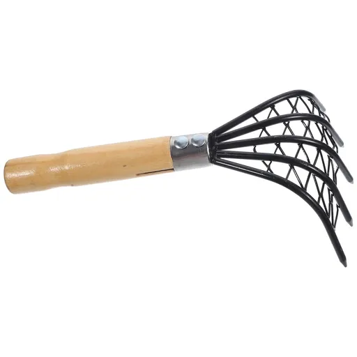 1Pack Wood Handle Clam Digging Rake with Net Oyster Shell Cleaning Tool for Beach 9x4.7in
