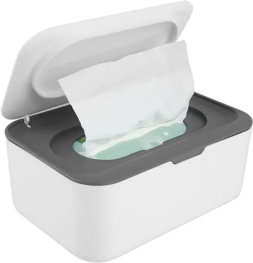 Tissue box - 19*13*7.8cm - Dispenser box for wet wipes - Baby wipes box - mask storage box - toilet wipes box - box with lid for dry tissues - keep wipes fresh with sealable lid - dustproof storage box for tissues - white