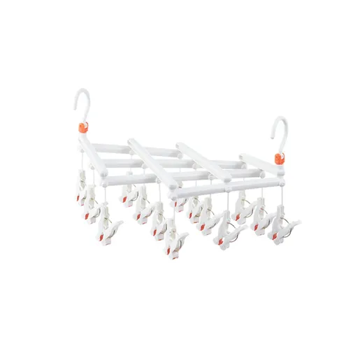 Plastic Socks Drying Rack Multi Clip Clothes Hanger Laundry Organizer Holder - White