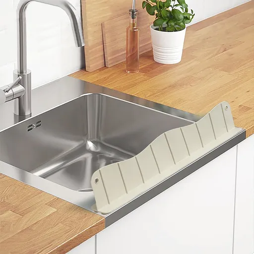 Silicone Sink Splash Guard 19.29X3.54X1.97 Inch Water Splash Guard for Kitchen and Bathroom Kitchen Sink Splash Guard with Suction Cup White