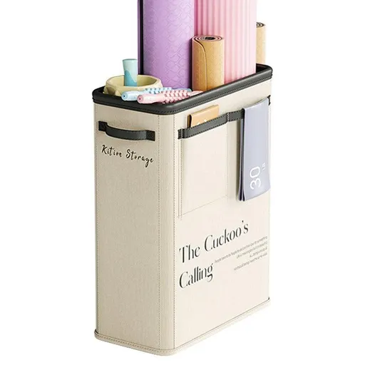 Yoga Mat Storage Box Home Sports Equipment Organiser Basket for Yoga Accessories - Beige