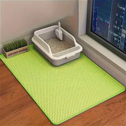 Double-Layer Honeycomb Cat Litter Mat – Waterproof, Slip-Resistant, Leak-Proof, and Easy-Clean Pet Mat for Litter Box Area, Odor-Free and Durable with 6 Vibrant Colors Available (XL, GrassGreen)