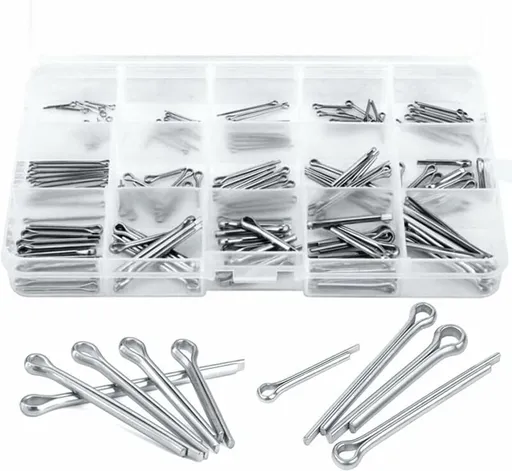 Split pins - 150 pieces - 15 different sizes - stainless steel - silver - for small mechanic repairs