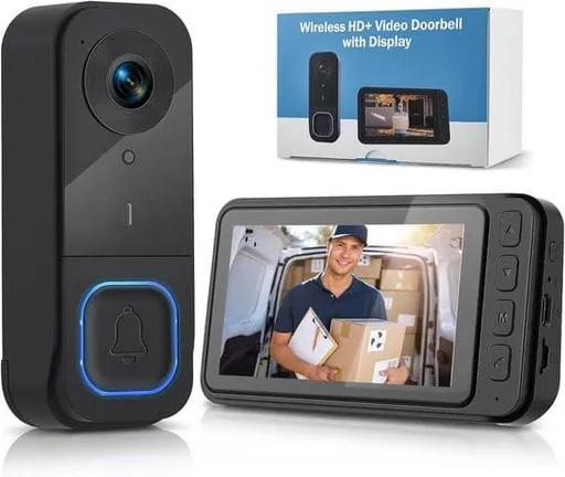 Smart Home Wireless Video Doorbell Smart Doorbell Caller Two-way Intercom Video Doorbell, 1080P Image And 4.5 Inch Screen - No WiFi Required - Range Up To 120 Meters - Night Vision