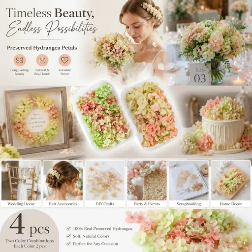 Warm Mixed Shade & Soft Jade Tone Preserved Hydrangea Handmade Soap Bulk Material 4 Pack