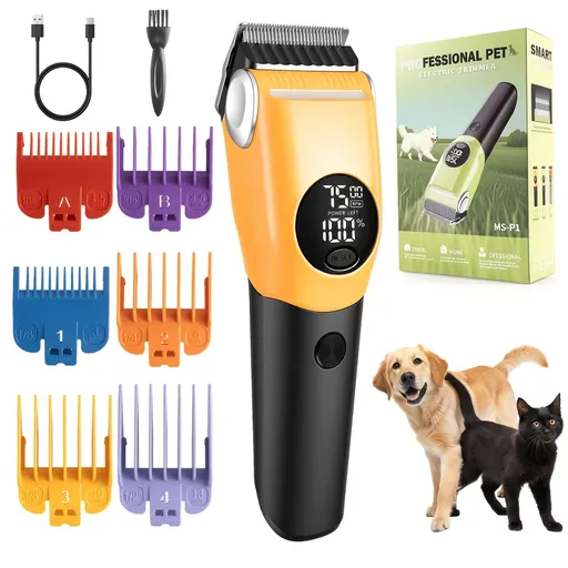3-Speed Pet Clippers with 33-Tooth Safety Blades, LED Display & Long-Lasting Battery – Effortlessly Groom Thick, Heavy Coats Without Pulling or Snagging./ORANGE