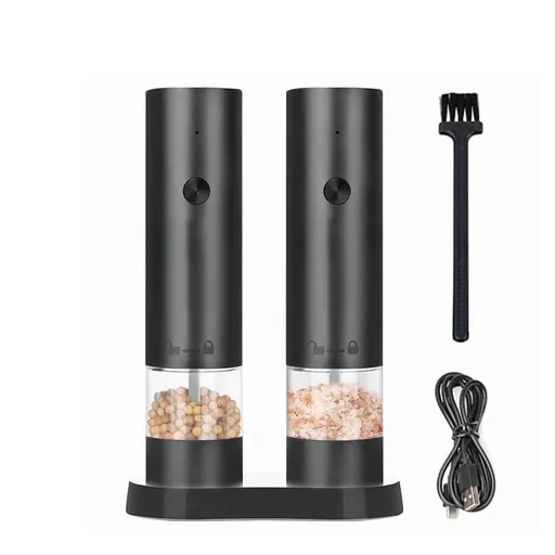 2 pack Electric Salt & Pepper Grinder Set 40mL Capacity – Operated Shakers, Adjustable Coarseness, Type C Charging