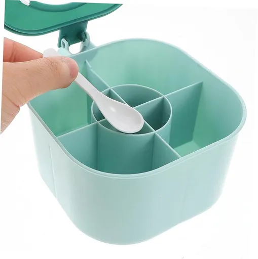 4-Compartment Spice Box with Lid, Green