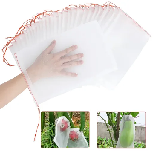 20 Pcs Fruit Protection Bags,20*30cm Garden Netting Bags with Drawstring, Fruit Netting Bags, Fruit Tree Bags,Netting Barrier Bags