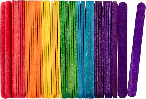 100Piece Colored Ice Sticks,Creative Tongue Depressors,Wooden Popsicle Sticks,Rainbow Craft Sticks,for Kids Students Home Classroom Art Supplies
