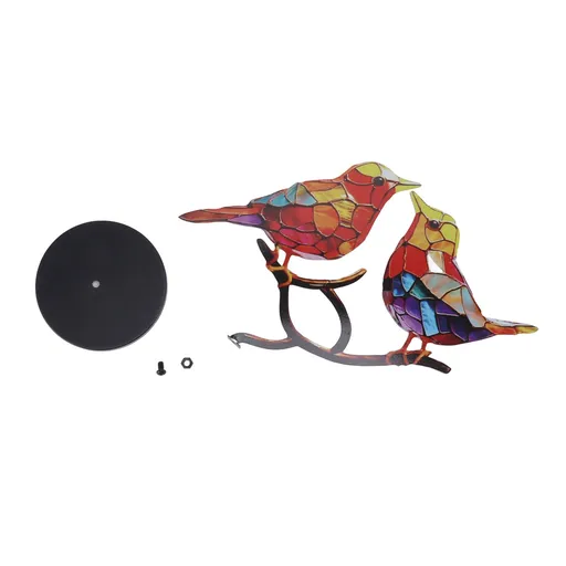 Birds On Branch Desktop Ornaments Iron Double Painted Bird Colorful Birds Ornament Tablet for Indoor Decoration 2 Birds