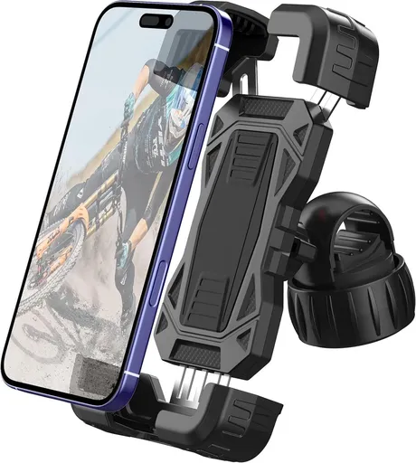 Bicycle phone mount - Motorcycle phone mount - Phone holder - Bicycle phone mount - Motorcycle phone mount - Adjustable - Universal - Handlebar - Black - Compatible with 4.7 to 6.8 inch phones