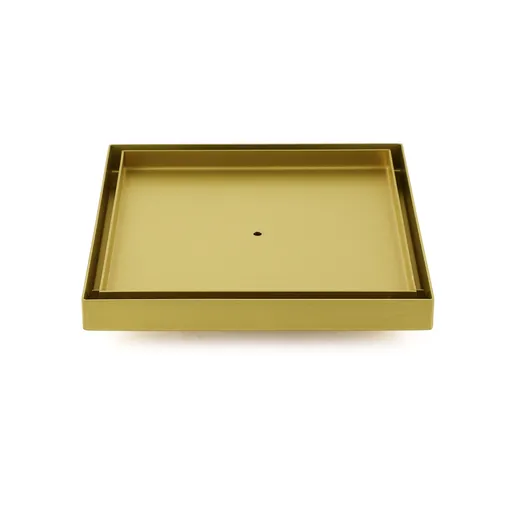 Brushed Gold Large 200mm Tile Insert Bathroom Floor Drain Grate 80mm Waste Outet