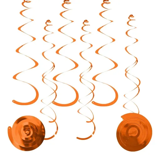 Swirls Party Decorations,Orange Hanging Plastic Streamer,Graduation Celebration Swirl,Party Decorations for Indoor and Outdoor(12 Double-Swirls,12 Single-Swirls) Orange