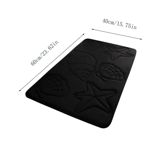 Embossed Seashell Bath Mat Soft Velvet Absorbent Bathroom Rug Non Slip Nautical Theme Water Absorbing Mat for Shower Sink