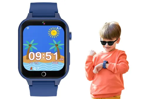 Kids Smart Watch Touch Screen Elastic Strap Smartwatch With Video Camera Pedometer-Blue