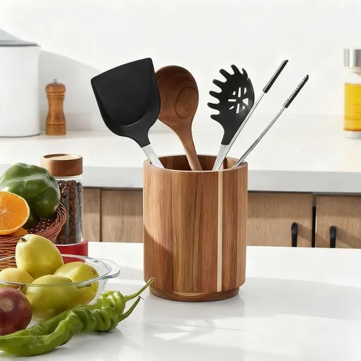 Utensil Holder, Kitchen Organizer, 360°Rotating Cooking Utensil Crock For Kitchen Counter, Cooking Flatware Organizer Spoon Spatula Tool Cutlery Container