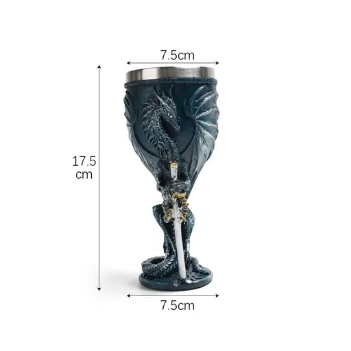 Resin Raven Bird Sculpted Goblet 2 PCS, Dark‑toned Gothic Resin Cup, Stainless Steel Inner Cup for Christmas & Halloween Holiday Setup