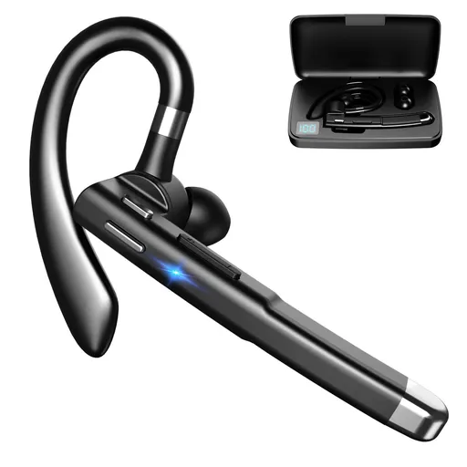 Bluetooth Headset One Ear Earphone Earpiece for Cell Phones Wireless Headset with Charging Case and LED Intelligence Display