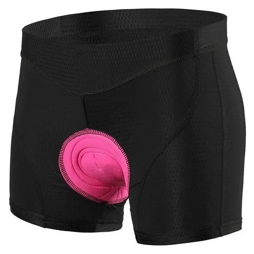 Women's cycling tight fitting underwear with elastic and breathable silicone seat cushion, flat corner underwear, 3D shock-absorbing cycling suit - Black - Size M