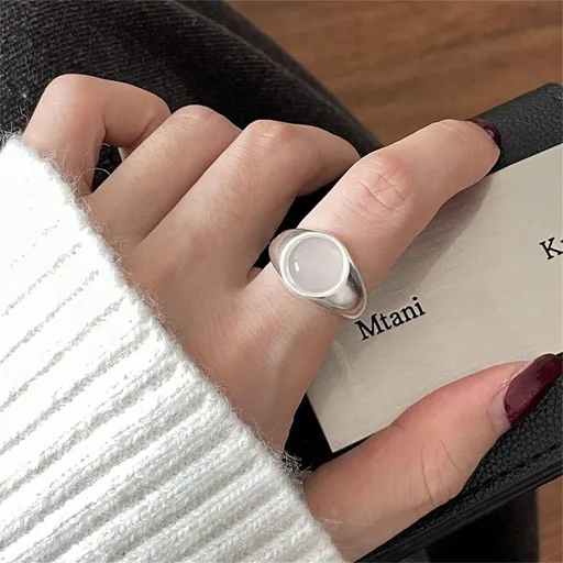 JZ0872 Simple Glossy | Vintage Silver Glossy Open Ring | Christmas Simple Bright Gift | Tarnish Free Adjustable Glossy Finish Minimalist Women's Daily Ring