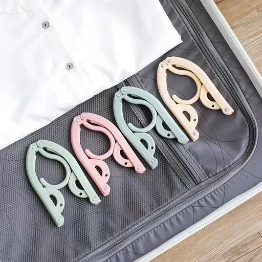 4 pcs Outdoor Travel Hanger Portable Folding Clothes Hangers for Suitcase Telescopic Magic Drying Rack Cruise Ship&Camping Hike