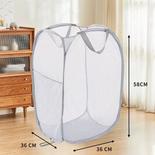 Grey Vertical Laundry Hamper 2 PCS, Christmas Household Organizer, Collapsible Garment Storage Basket